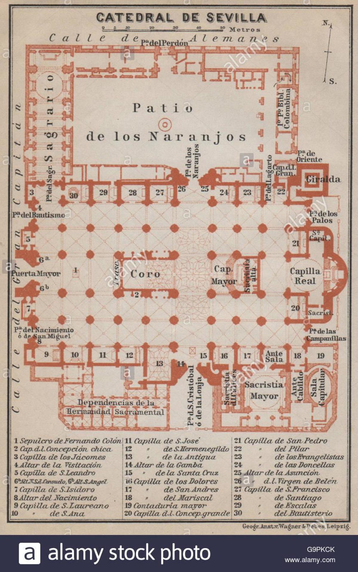 bản đồ của nhà thờ Seville