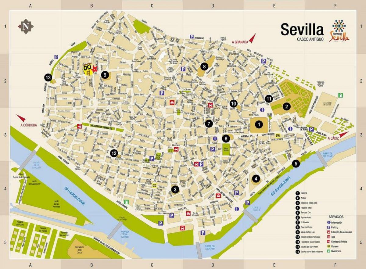 bản đồ của quảng trường diễu hành Seville 