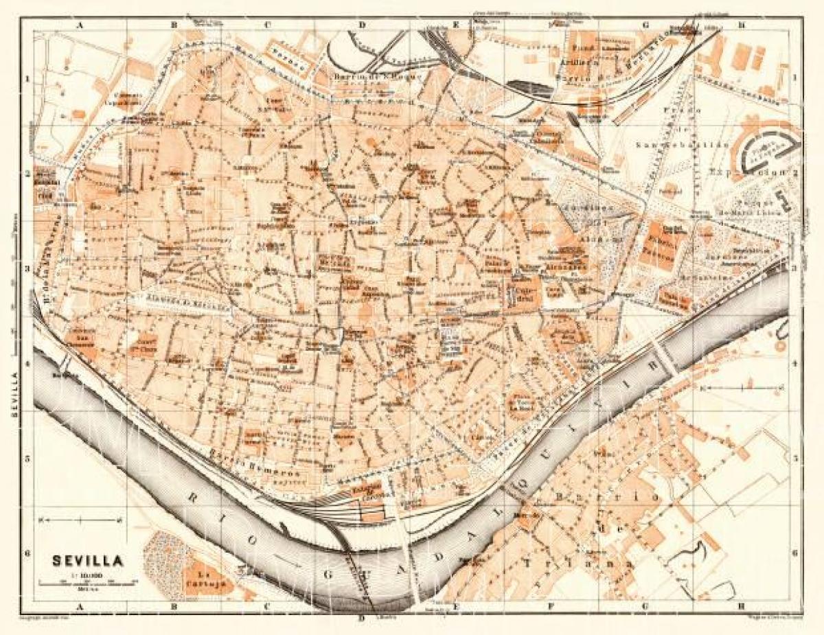 bản đồ của old town Seville, tây ban nha