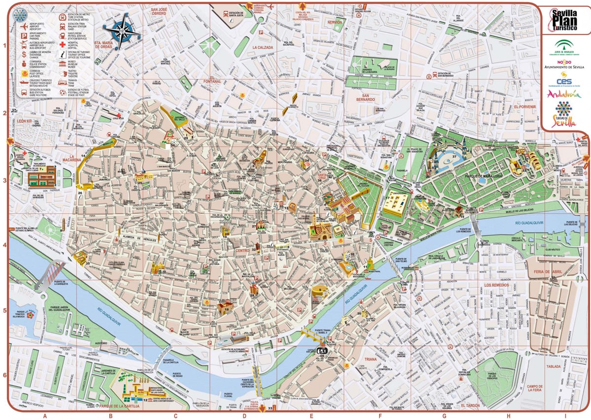 bản đồ thành phố của Seville, tây ban nha