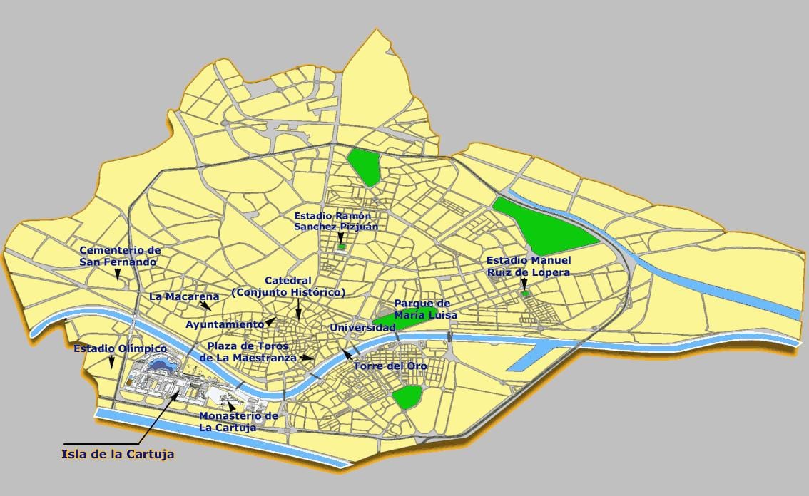 Seville, tây ban nha hấp dẫn, bản đồ