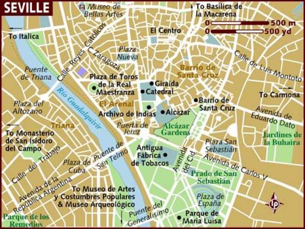 bản đồ của Seville khu phố