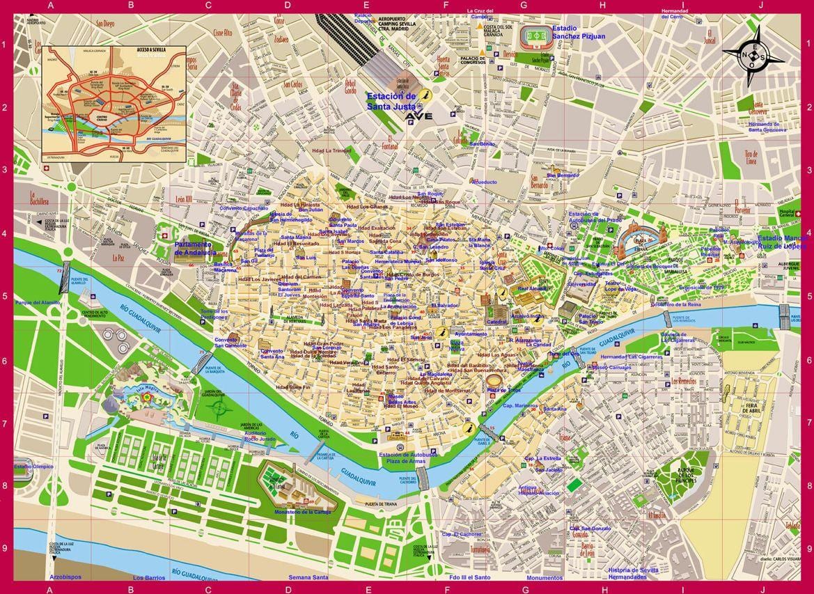 bản đồ của Seville khu vực