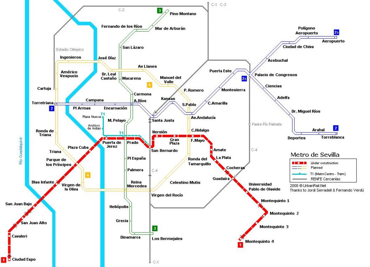 bản đồ của Seville metro
