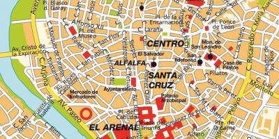 Bản đồ của Seville, tây ban nha trung tâm thành phố