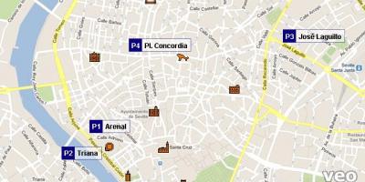 Bản đồ của Seville bãi đậu xe